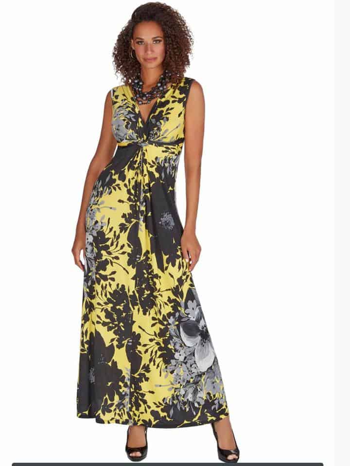 Black and Yellow Maxi Dress with Grey 
