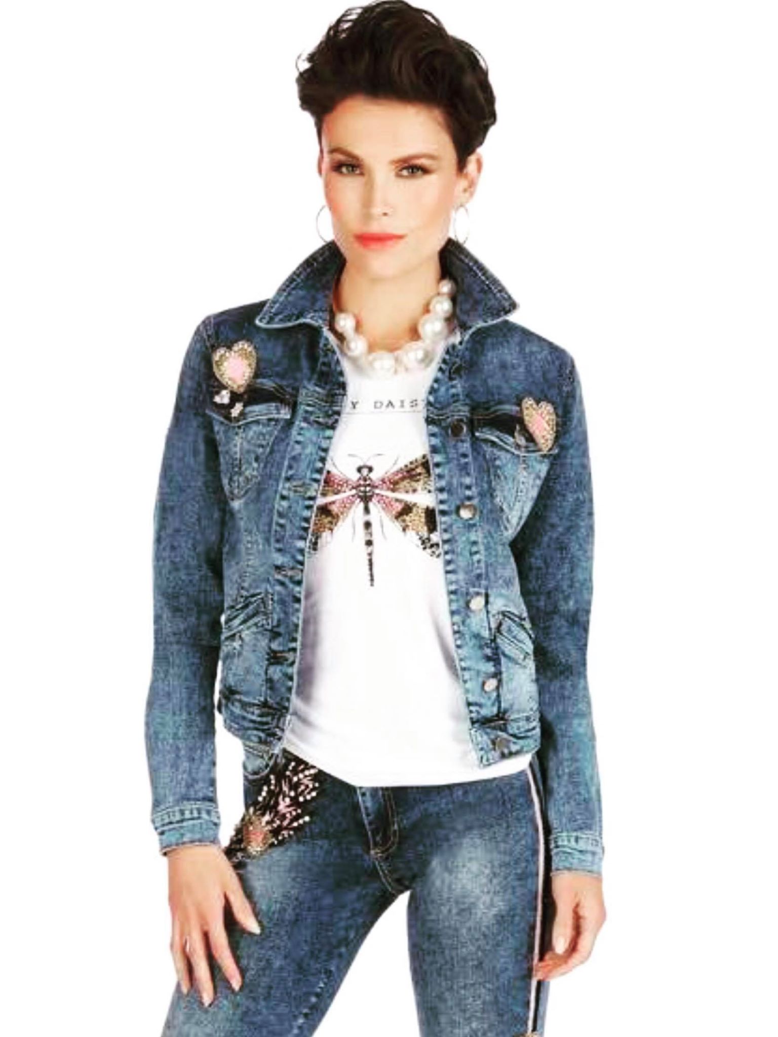 jean jacket with angel wings